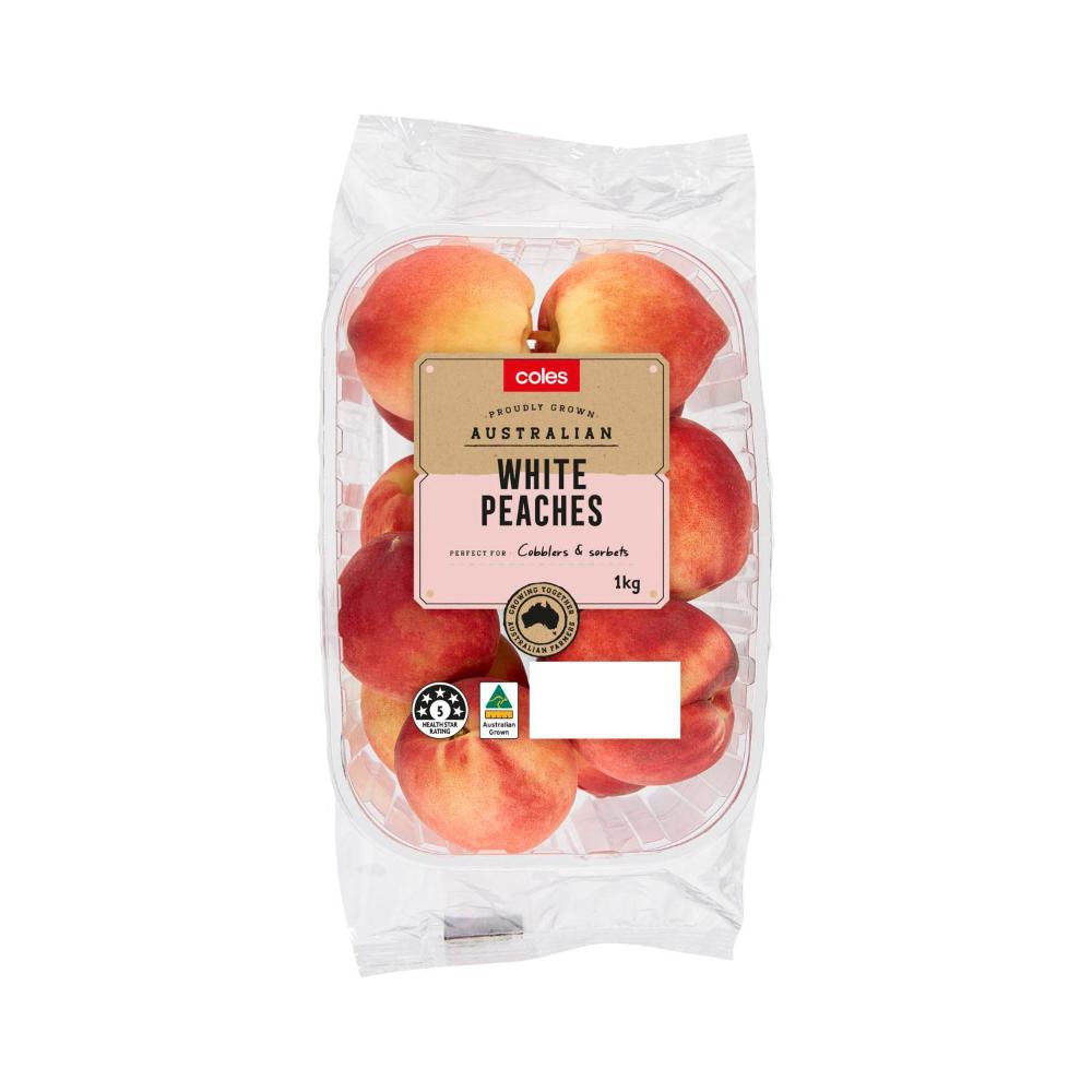 Buy Coles White Peaches Prepacked 1kg Coles