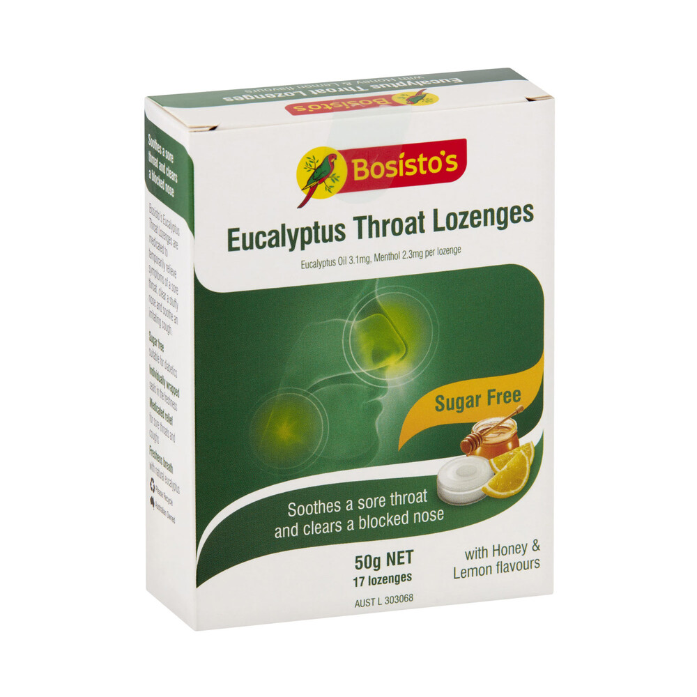 Bosisto's Eucalyptus Throat Lozenges Sugar Free | 17 pack