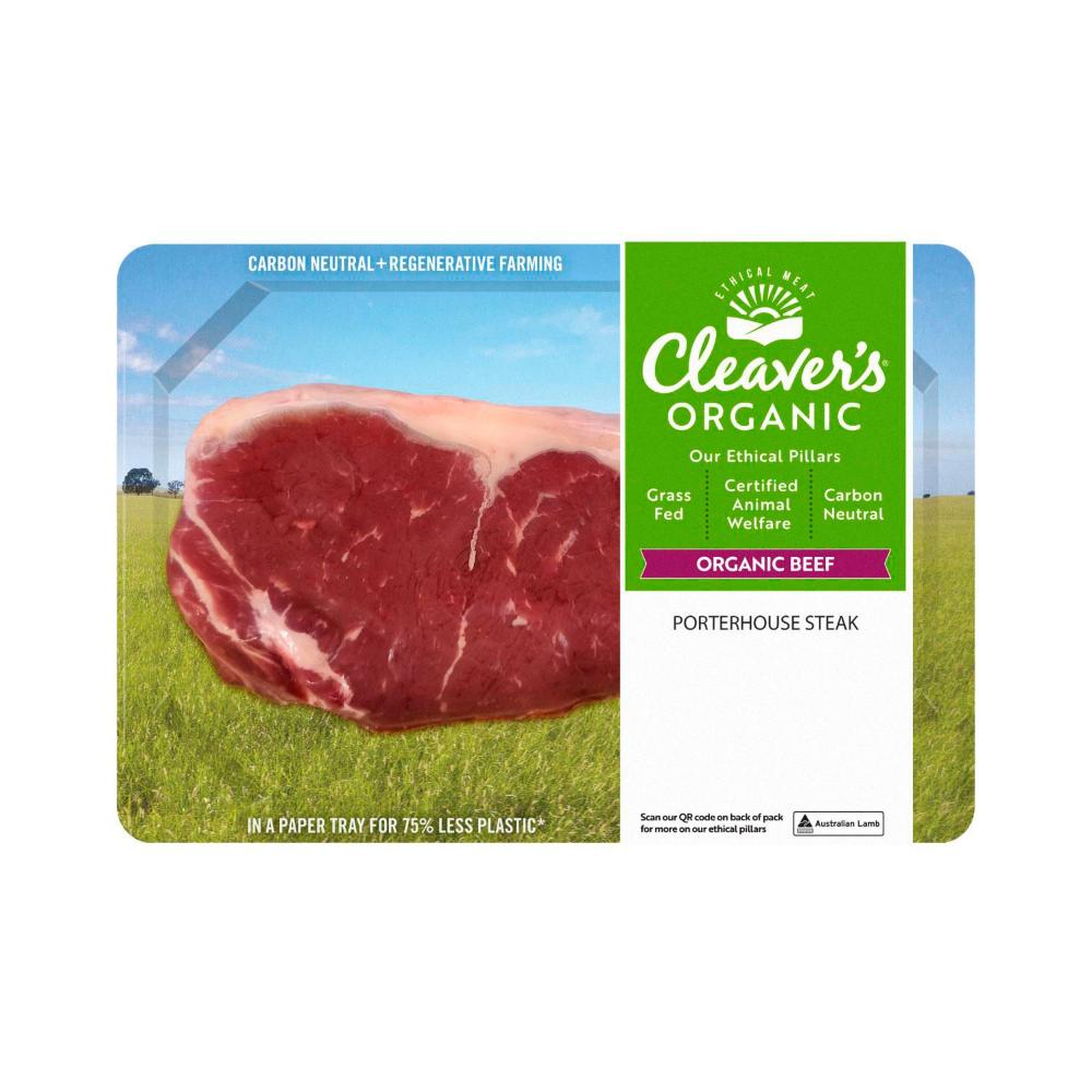 Buy Cleaver's Beef Porterhouse Steak Organic approx. 350g pack Coles