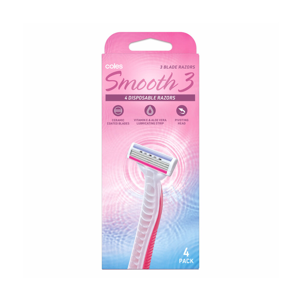 Buy Coles Smooth 3 Disposable Razors 4 pack | Coles