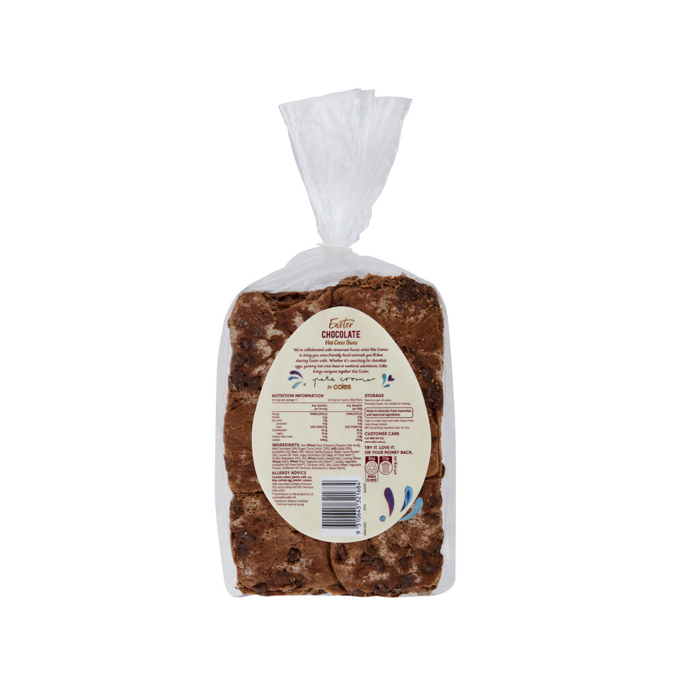 Coles Choc Chip Hot Cross Bun | 6 Pack