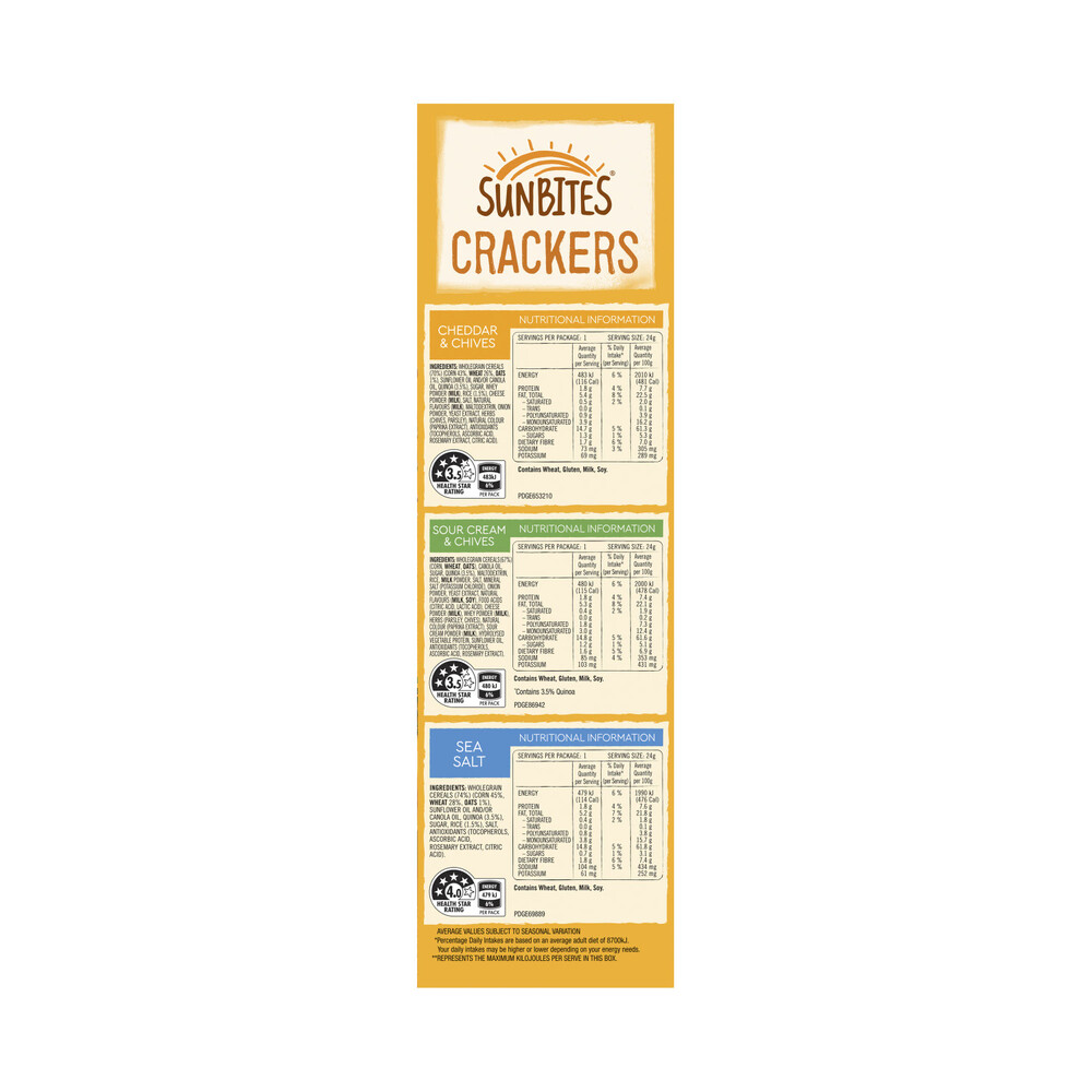 Sunbites Snack Crackers Mix 2 Multipack 12 Pack | 288g