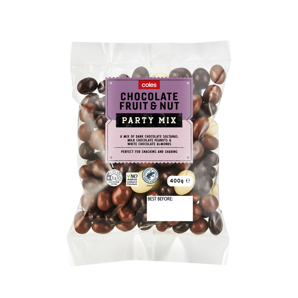 Buy Coles Chocolate Fruit & Nut Party Mix 400g Coles