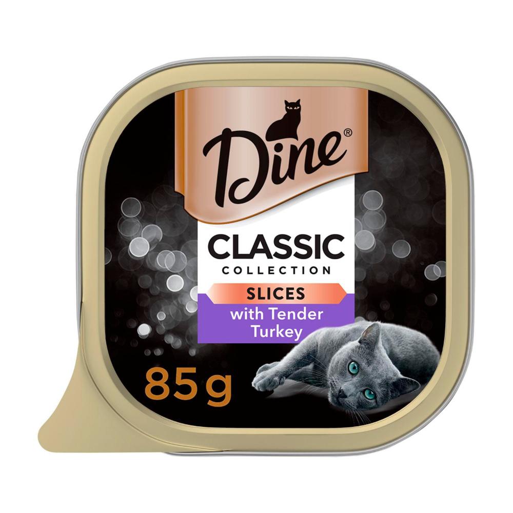 buy-dine-wet-cat-food-tender-turkey-slices-tray-85g-coles