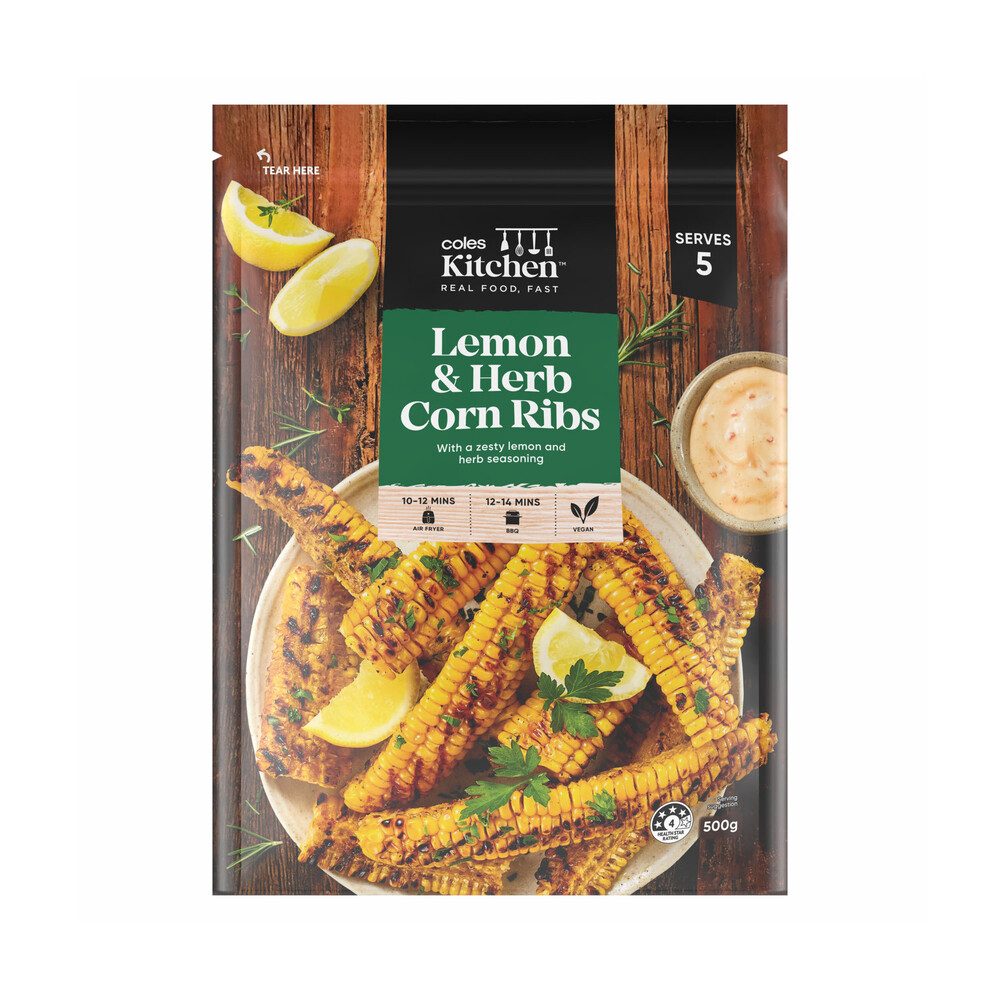 Buy Coles Kitchen Lemon & Herb Corn Ribs 500g | Coles