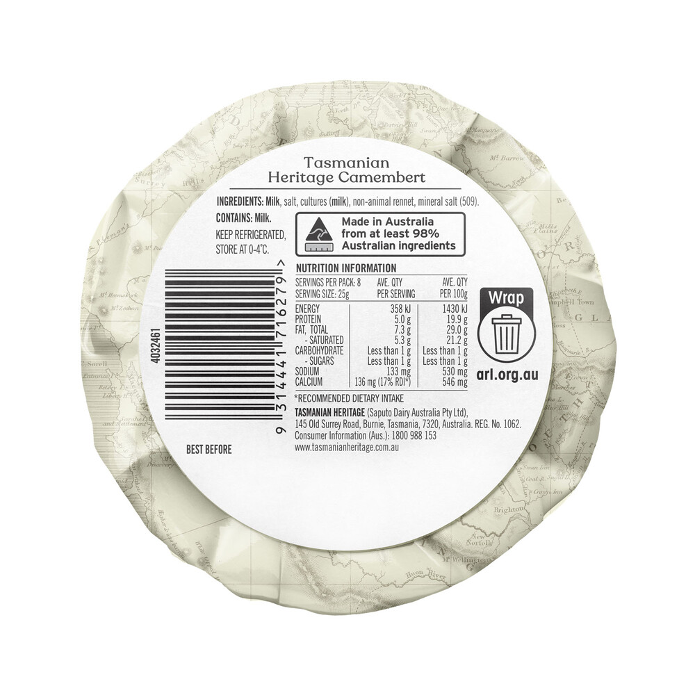 Tasmanian Heritage Camembert | 200g