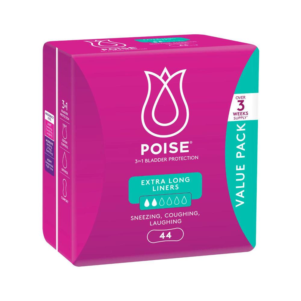 Buy Poise Liners For Bladder Leaks Extra Long 44 pack Coles