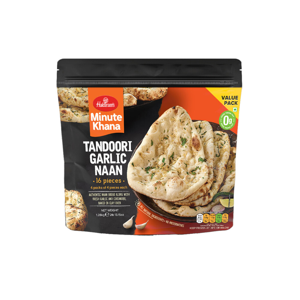 Buy Haldirams Tandoori Garlic Naan 16 Pack 1.28kg Coles