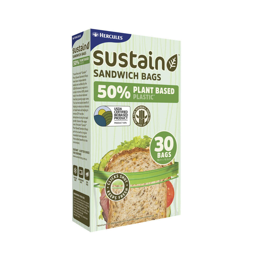 Buy Hercules Sustain Plant Based Sandwich Bags 30 pack Coles