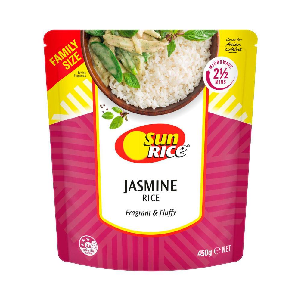 Buy Sunrice Microwave Jasmine Rice Pouch 450g Coles