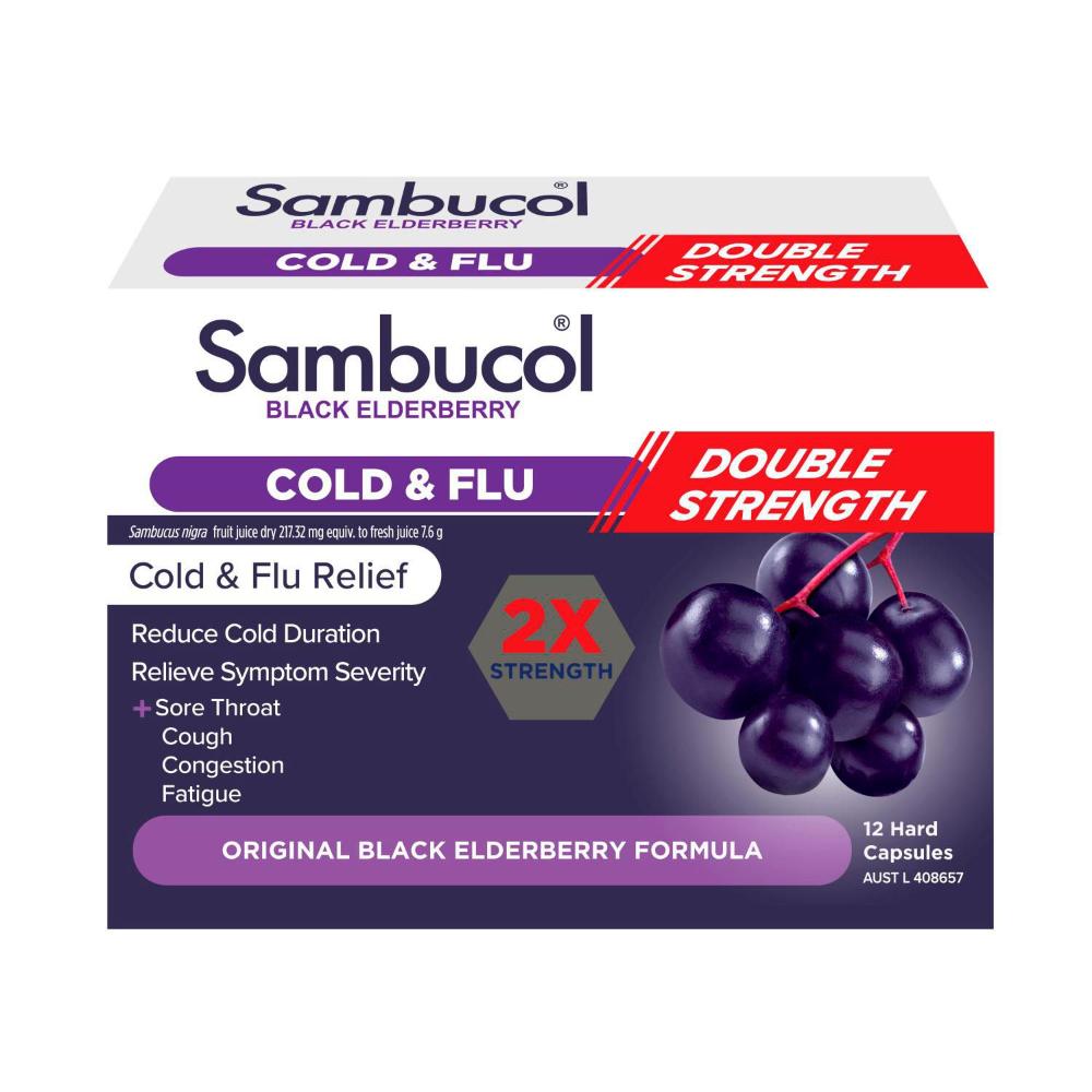 Buy Sambucol Black Elderberry Cold & Flu Double Stregnth Tabs 12 pack