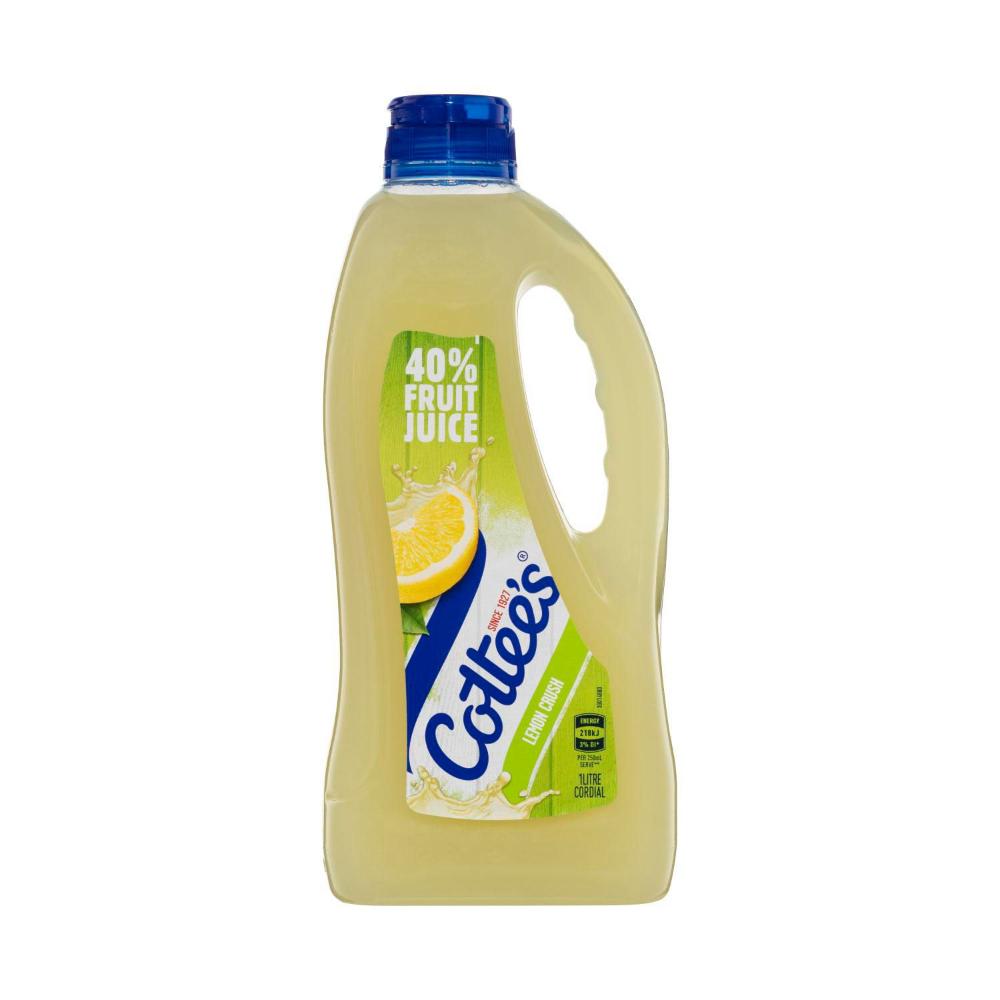 Buy Cottees Lemon Cordial Lemon Crush with 40 Fruit Juice Bottle 1L Coles