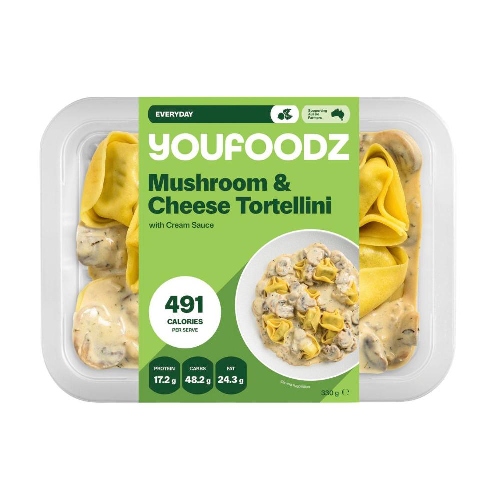 Youfoodz Cheese Tortellini with Creamy Mushroom Sauce