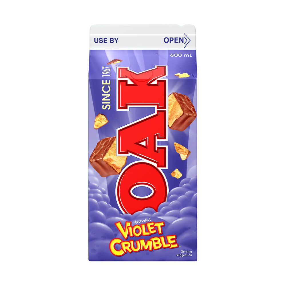 Buy Oak Violet Crumble Flavoured Milk 600mL Coles