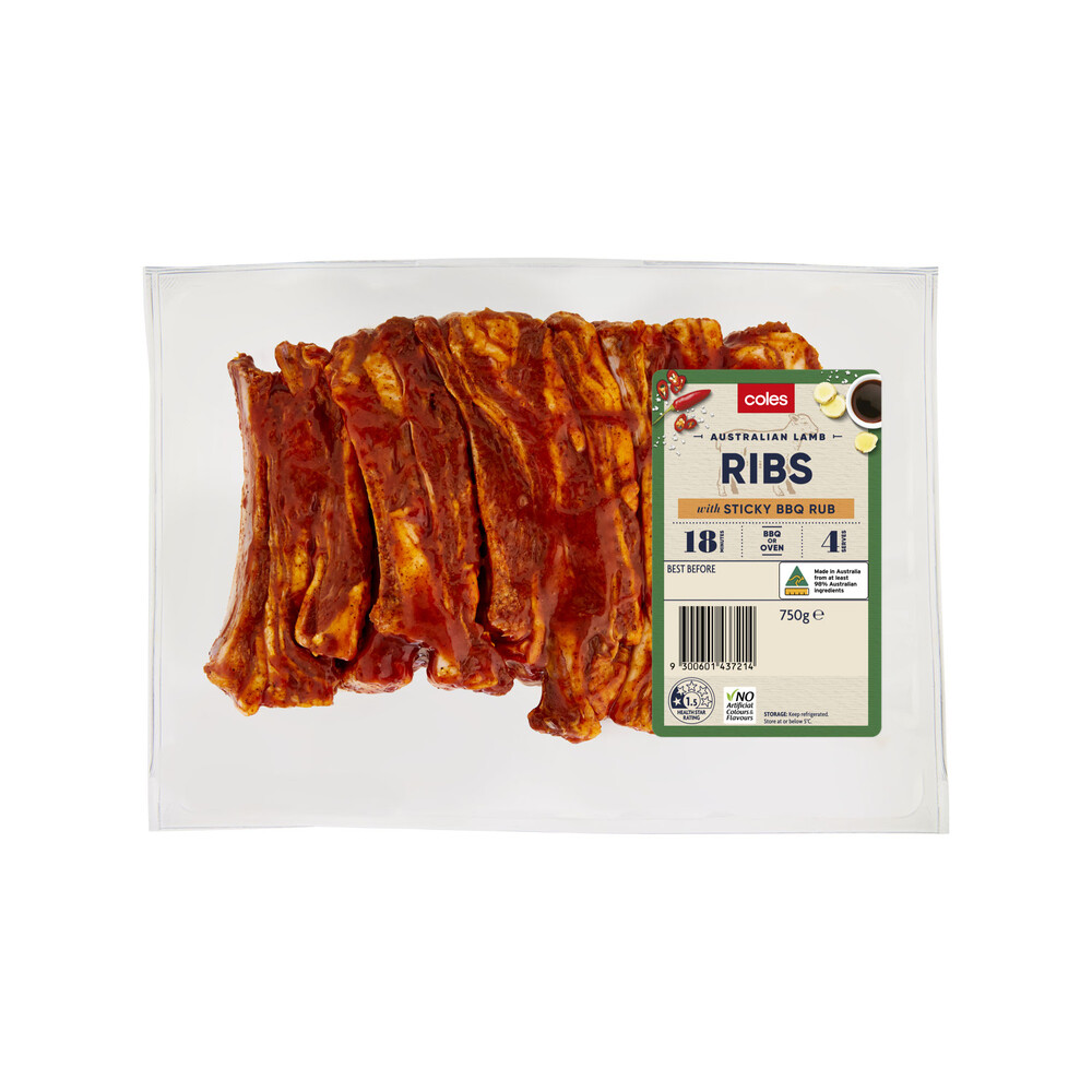 Buy Coles Lamb Ribs With Sticky BBQ Rub 750g Coles