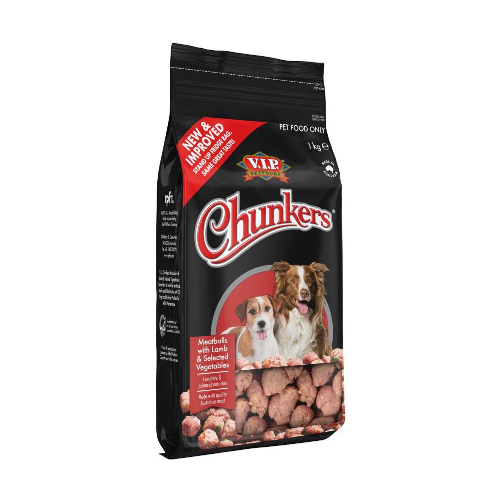 Chunkers Adult Chilled Fresh Dog Food Meatballs Lamb 1kg