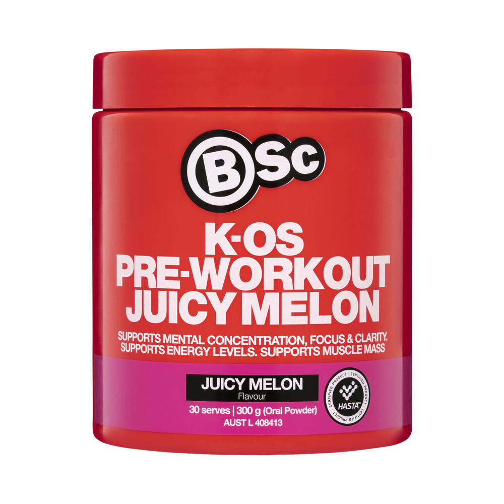 Buy BSc Bodyscience KOS PreWorkout Juicy Melon 300g Coles
