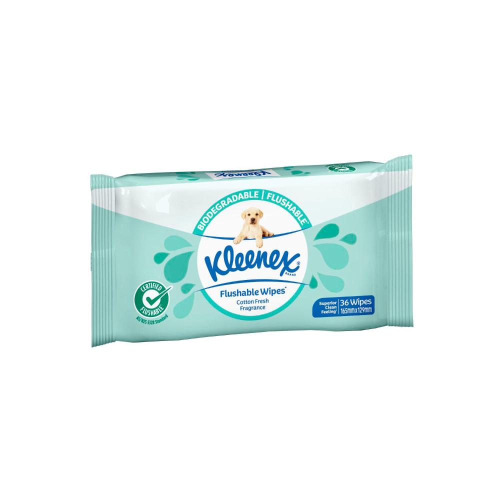 Buy Kleenex Flushable Wipes Cotton Fresh Fragrance 36 pack | Coles