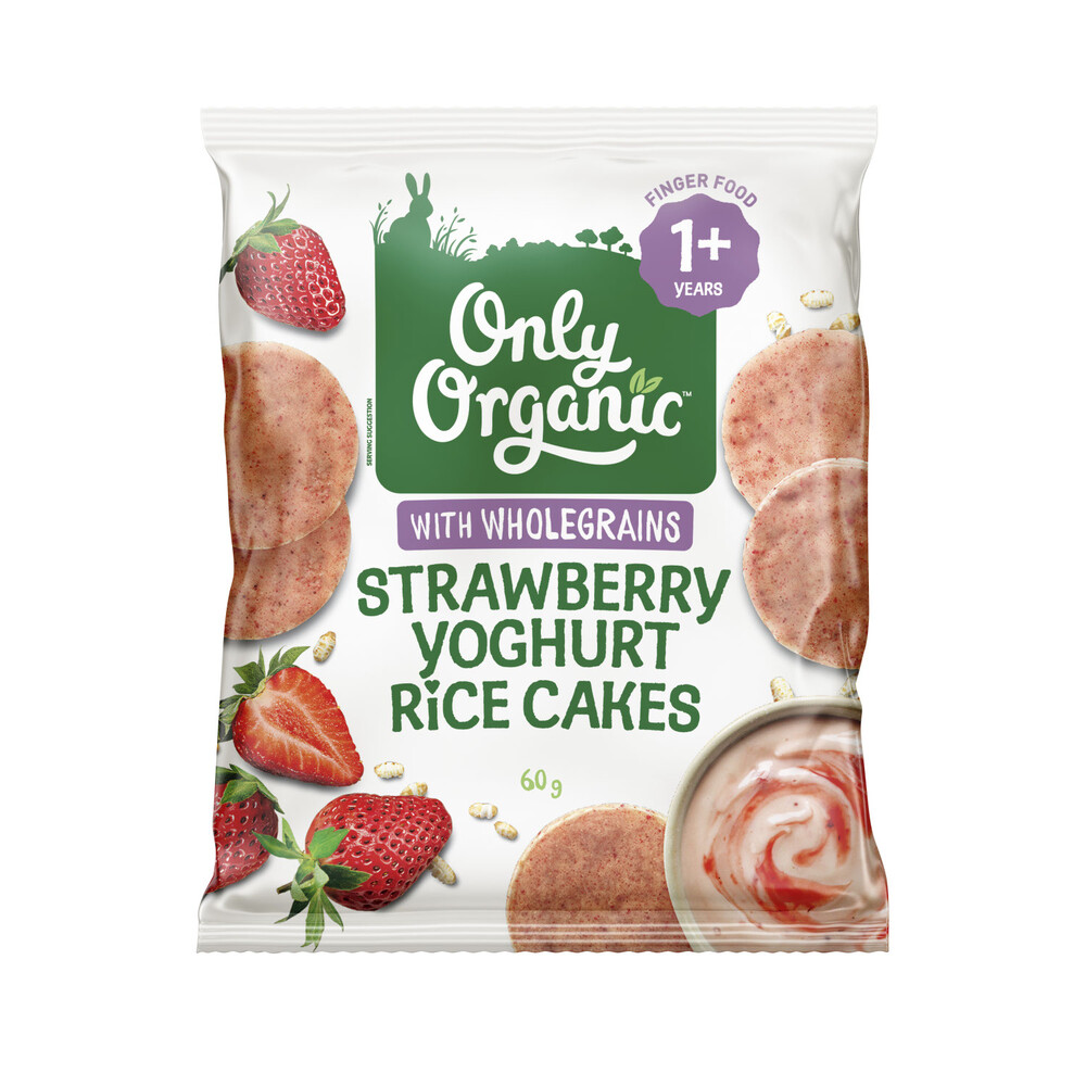 Buy Only Organic Strawberry Yoghurt Rice Cakes 1 Years+ 60g | Coles