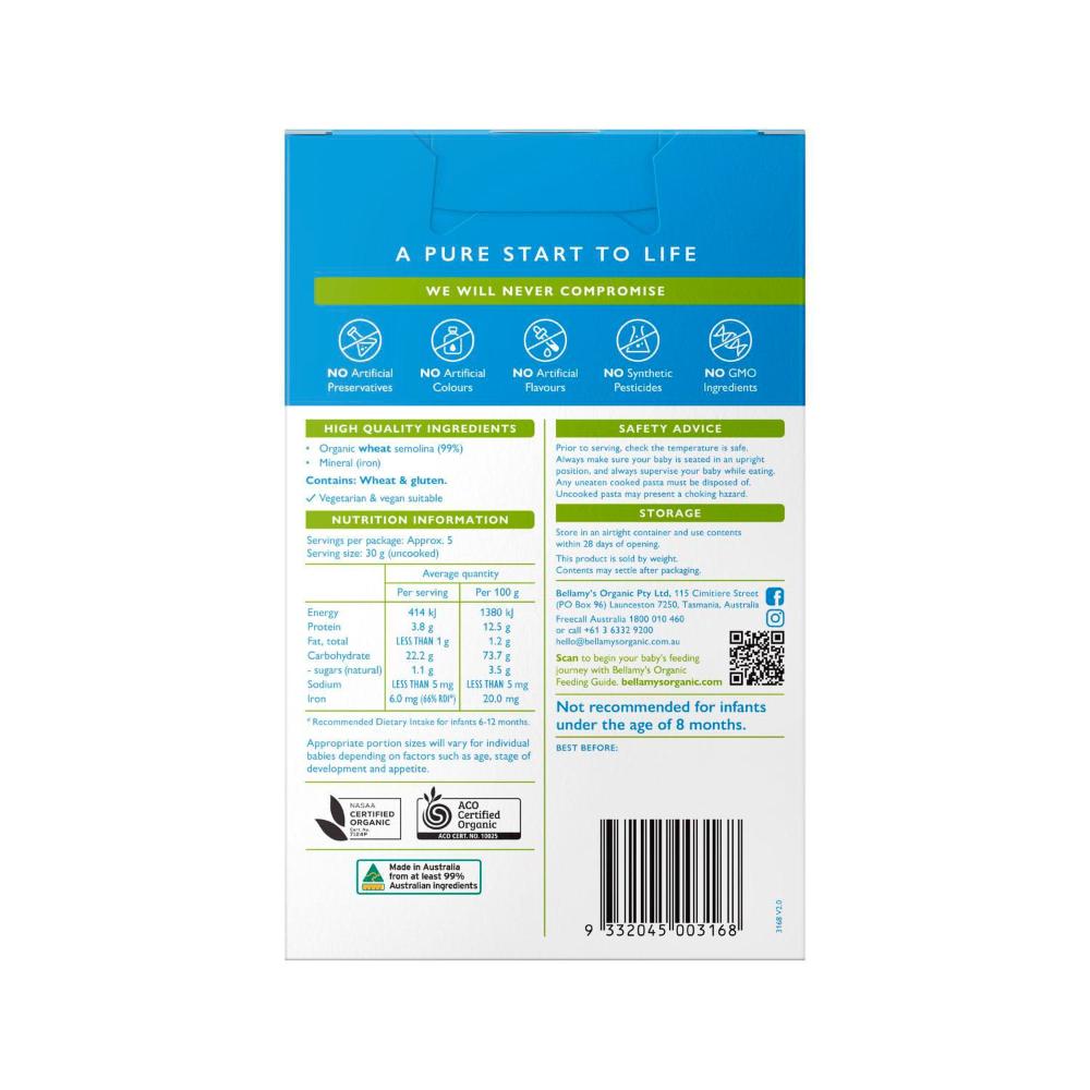 Bellamy's Organic Farm Animal Pasta Shapes 150g