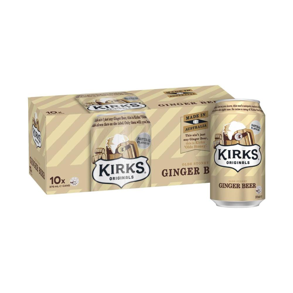 Buy Kirks Ginger Beer Soft Drink 10x375mL 10 pack Coles