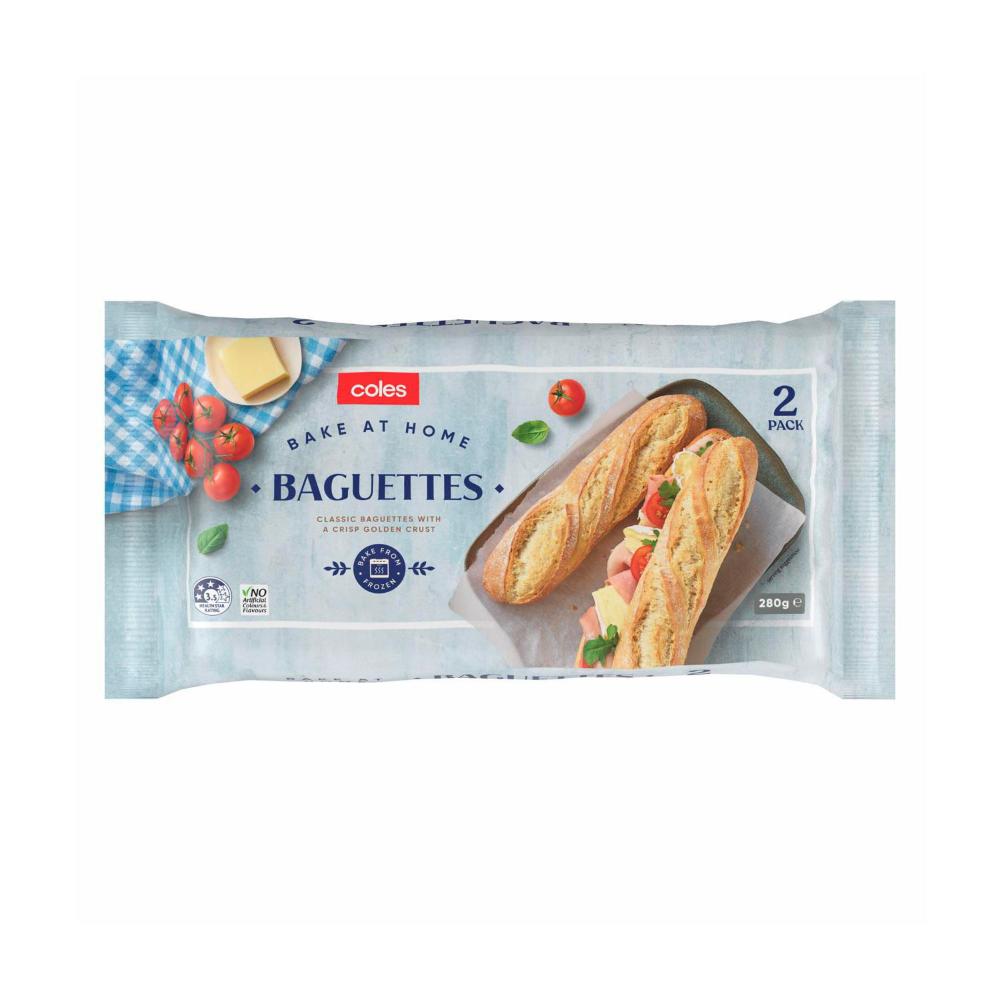 Coles Bake At Home Baguette 2pk | 280GRAM