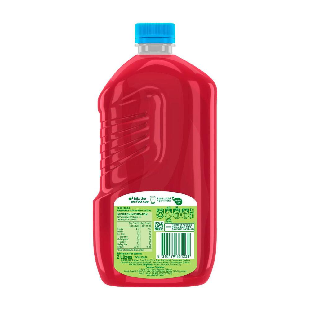 Buy Golden Circle Cordial Zero Sugar Raspberry 2L | Coles