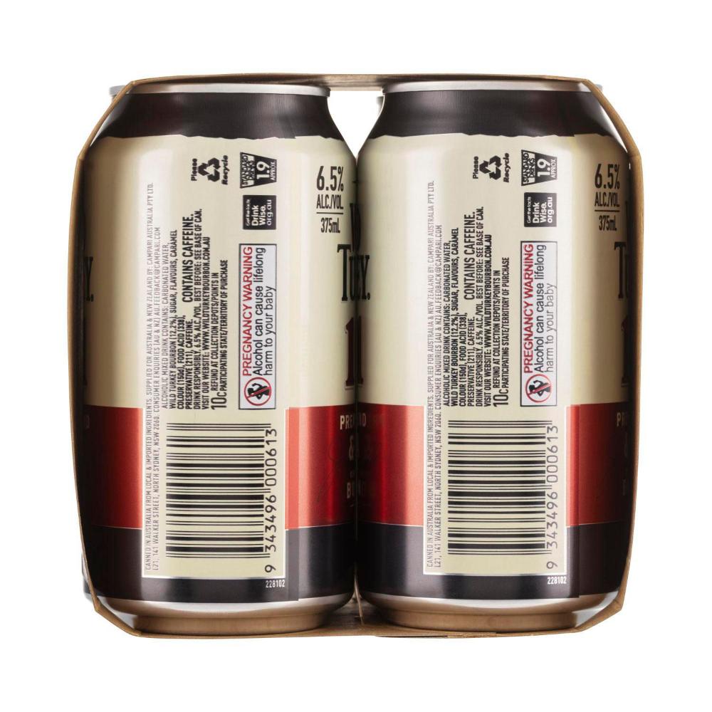 Buy Wild Turkey & Cola 101 Can 375ml 4 Pack | Coles