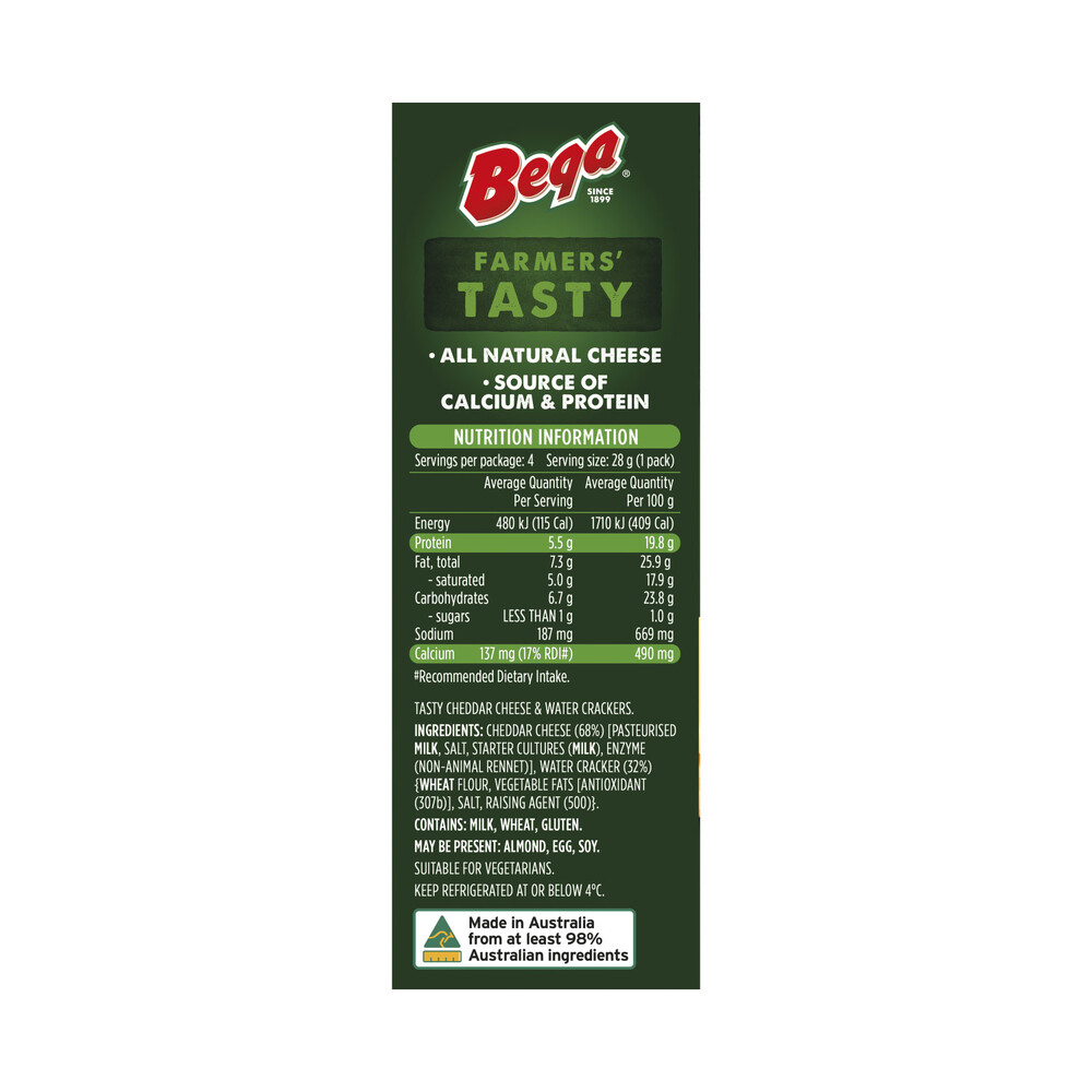 Bega Farmers Tasty Cheese & Crackers Multi Pack 4 Pack | 112g