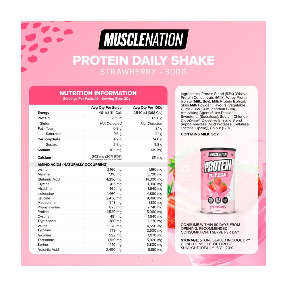 Muscle Nation Daily Shake Whey Protein Strawberry | 300GRAM
