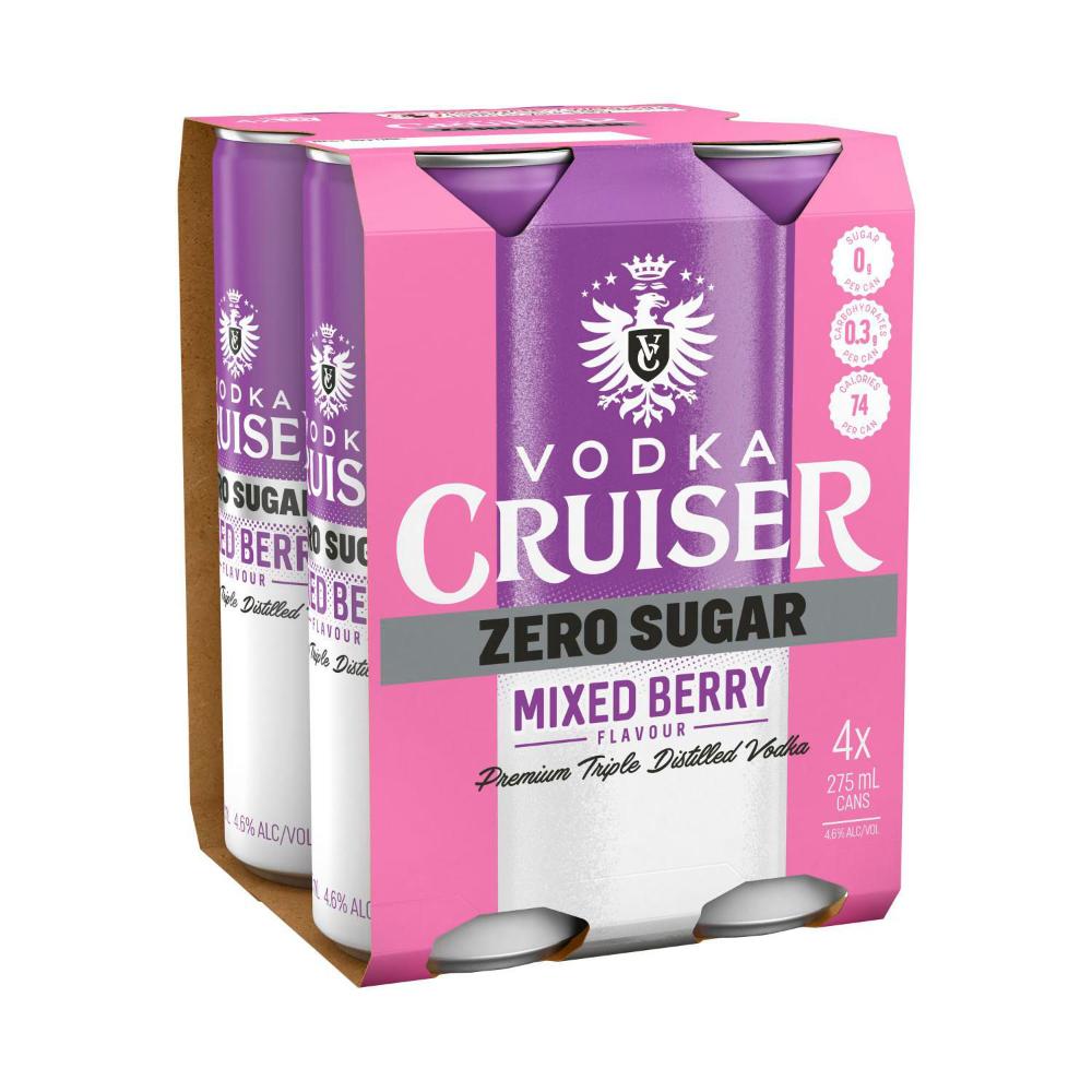 Buy Vodka Cruiser Sugar Free Mixed Berry Can 275mL 4 Pack Coles