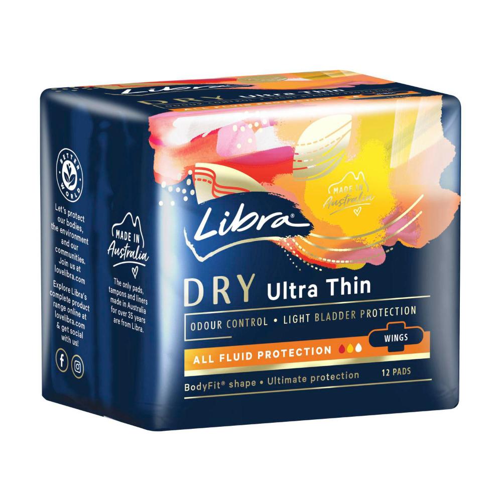 Libra Dry Ultra Thin Pads With Wings | 12 Pack