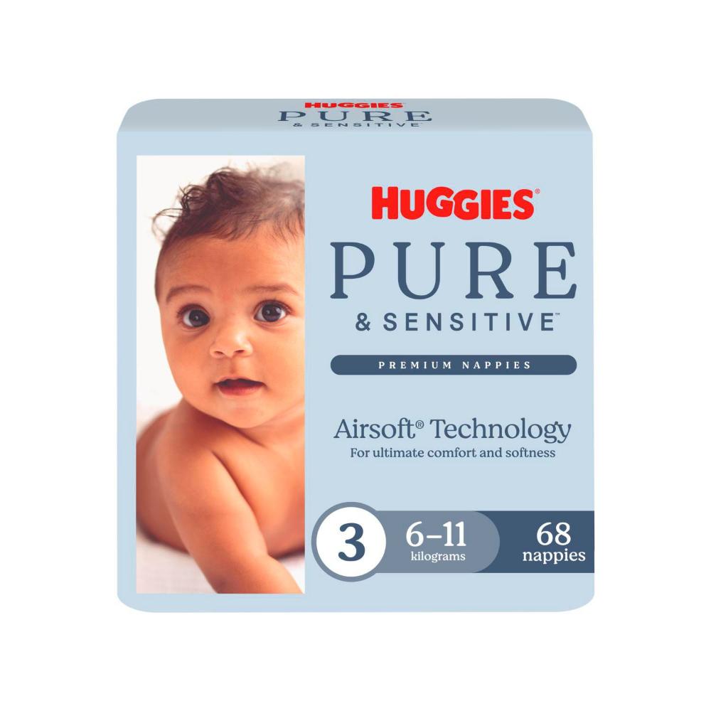 Huggies Pure And Sensitive Nappies Size 3 | 68 Pack