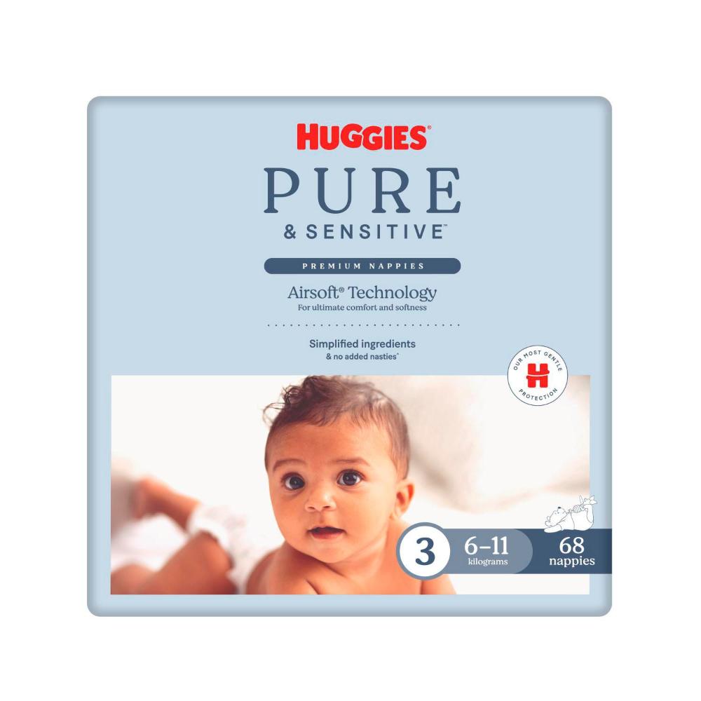 Huggies Pure And Sensitive Nappies Size 3 | 68 Pack