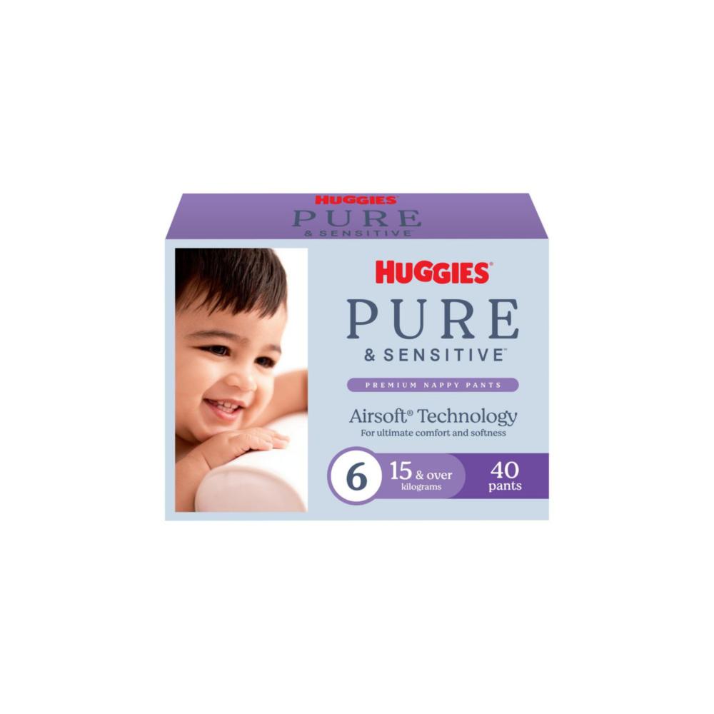 Huggies Pure And Sensitive Nappy Pants Size 6: 40 Pack | 40 Pack
