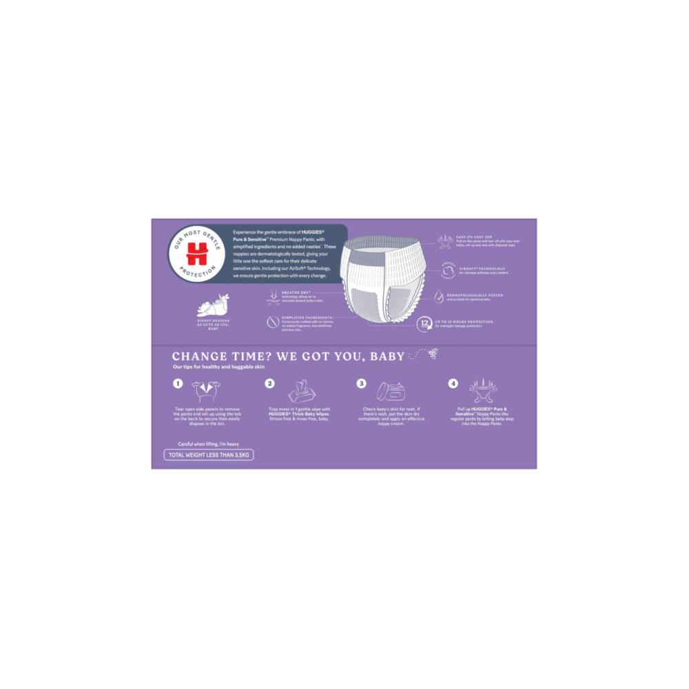 Huggies Pure And Sensitive Nappy Pants Size 6: 40 Pack | 40 Pack