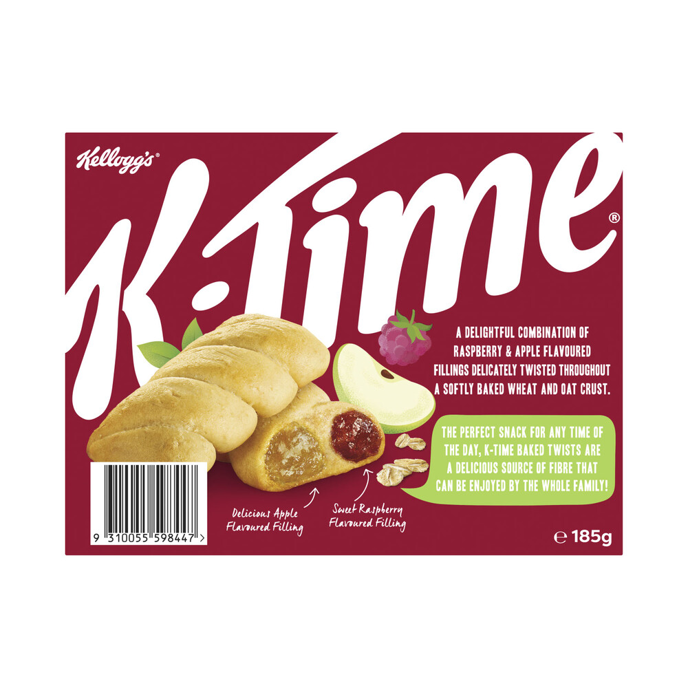 Kellogg's K-Time Baked Twists Raspberry & Apple Flavour Filled Snack Bars 5 pack | 185g