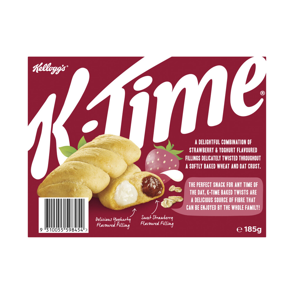 Kellogg's K-Time Baked Twists Strawberry & Yoghurt Flavour Filled Snack Bars 5 pack | 185g