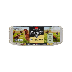 Coles Free Range Eggs 12 Pack, 700 g, catalogue pack image