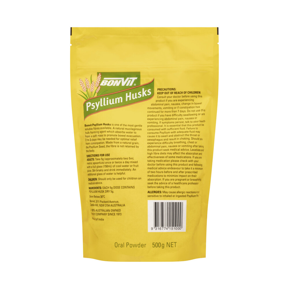 Bonvit Psyllium Husks 200g Oral Powder 100% Pure Soluble Fibre - Foto 3