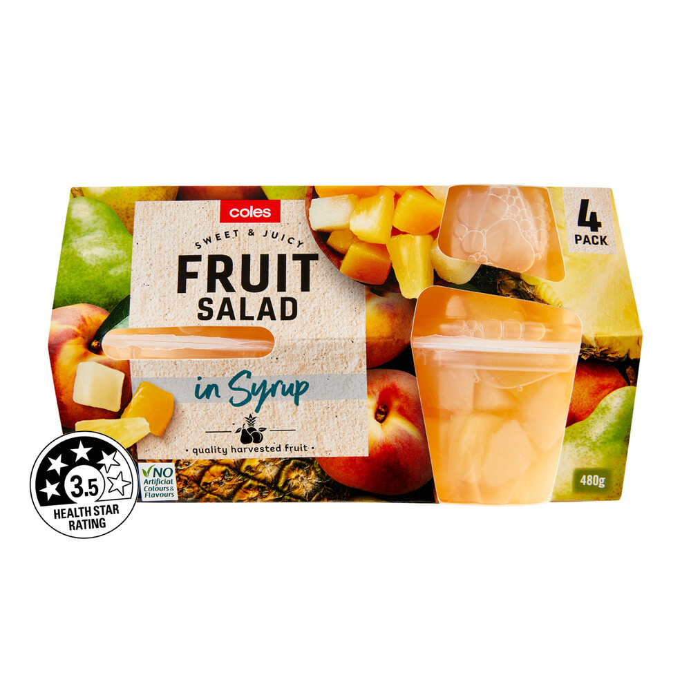 Buy Coles Fruit Salad In Syrup 4 Pack 480g Coles