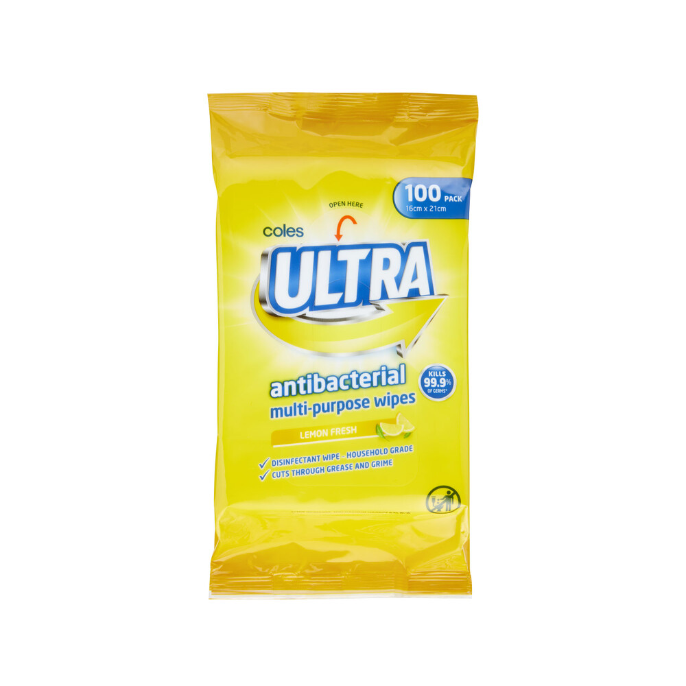 Buy Coles Ultra Antibacterial Multipurpose Wipes Lemon 100 pack Coles