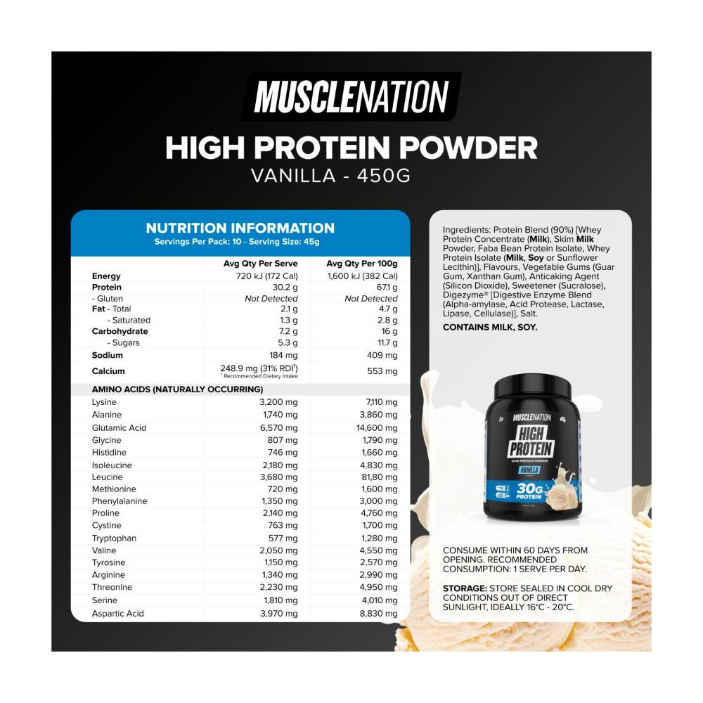 Muscle Nation High Protein Powder Vanilla | 450g