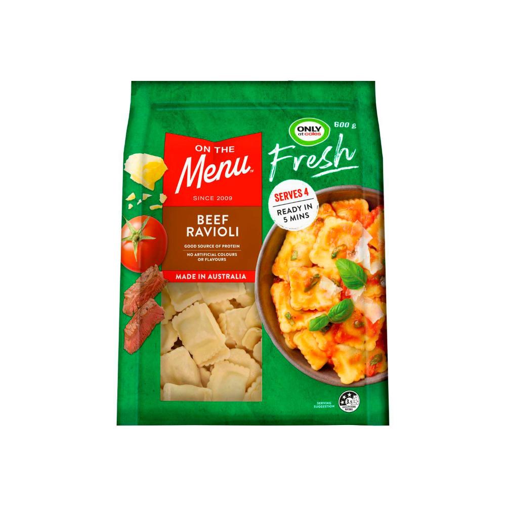Buy On The Menu Fresh Pasta Beef Ravioli 600g | Coles