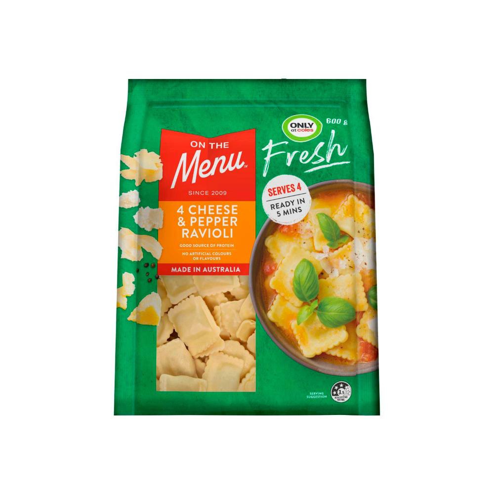 Buy On The Menu Fresh Pasta Cheese Cracked Pepper Ravioli 600g