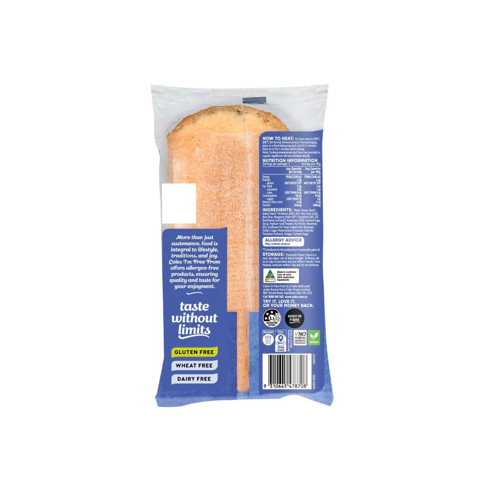 Coles I'm Free From Rosemary Focaccia | 170g